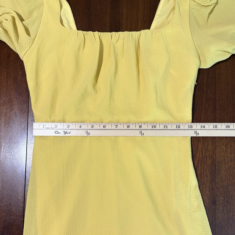 ASTR The Label Womens Dress S Butter Yellow Puff Sleeve Mini Fit Flare Coquette - Picture 8 of 9